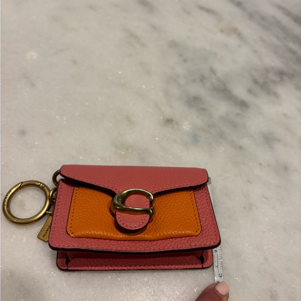 Coach Pink and Orange Leather Card Holder - Picture 8 of 9